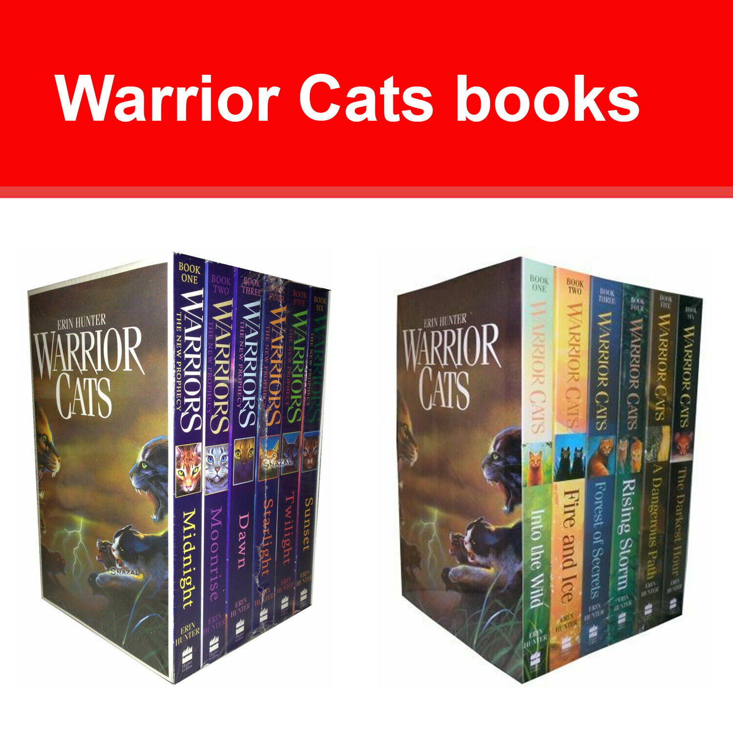 Warrior Cats Series Erin Hunter Books Set Pack Prophecies Begin