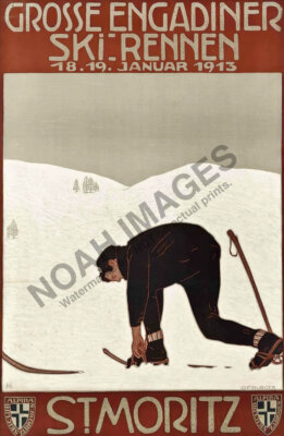 St Moritz Ski Rennen vintage race event travel poster  16x24