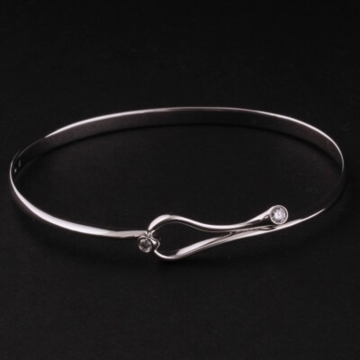 Georg Jensen Gold Bangle # 1560, Magic w. Diamonds. WG. 18 Carat. R. Overgaard.
