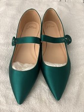 J.Crew Pointy-toe satin Mary Jane flats Item AE915 Sz 9.5 Green