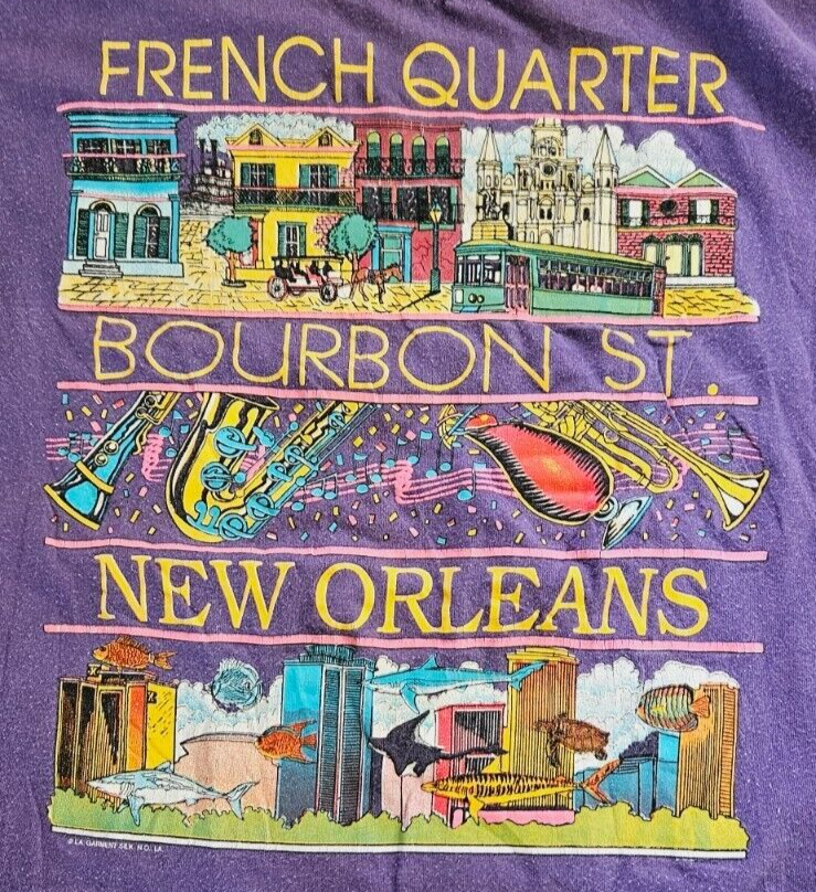 Vintage Bourbon Street New Orleans French Quarter Tee Shirt Large