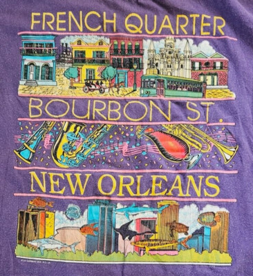 Vintage Bourbon Street New Orleans French Quarter Tee Shirt Large Single Stitch
