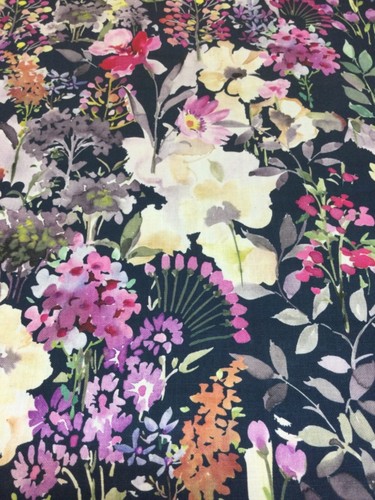 Fryetts AYLESBURY Autumn/Heather/Navy Floral Cotton Fabric.Curtain/Upholstery. - Picture 6 of 6
