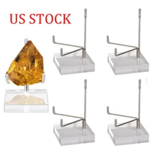 2/4xSquare Metal Arm Mineral Display Stand Acrylic Support Base Geode Specimens