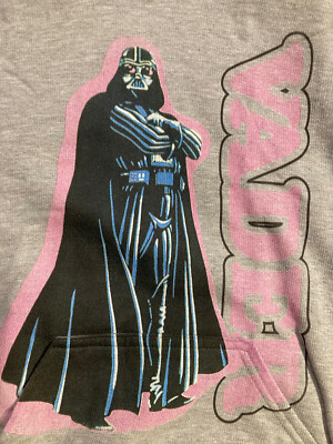Star Wars Darth Vader Graphic Print Pink On Grey Sweatshirt Hoodie 