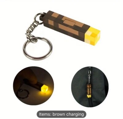 Minecraft Taschenlampe Schlüsselanhänger mit Ladekabel, portofrei