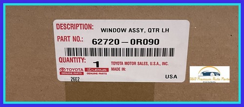 New Toyota OEM 19-23 RAV4 21-23 RAV4 Prime Rear Left Driver Fixed Quarter Glass - Picture 3 of 3