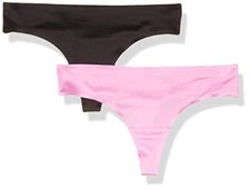 Smart & Sexy Women's No-Show Thong, 2-Pack, Black Hue/Light Violet, XL