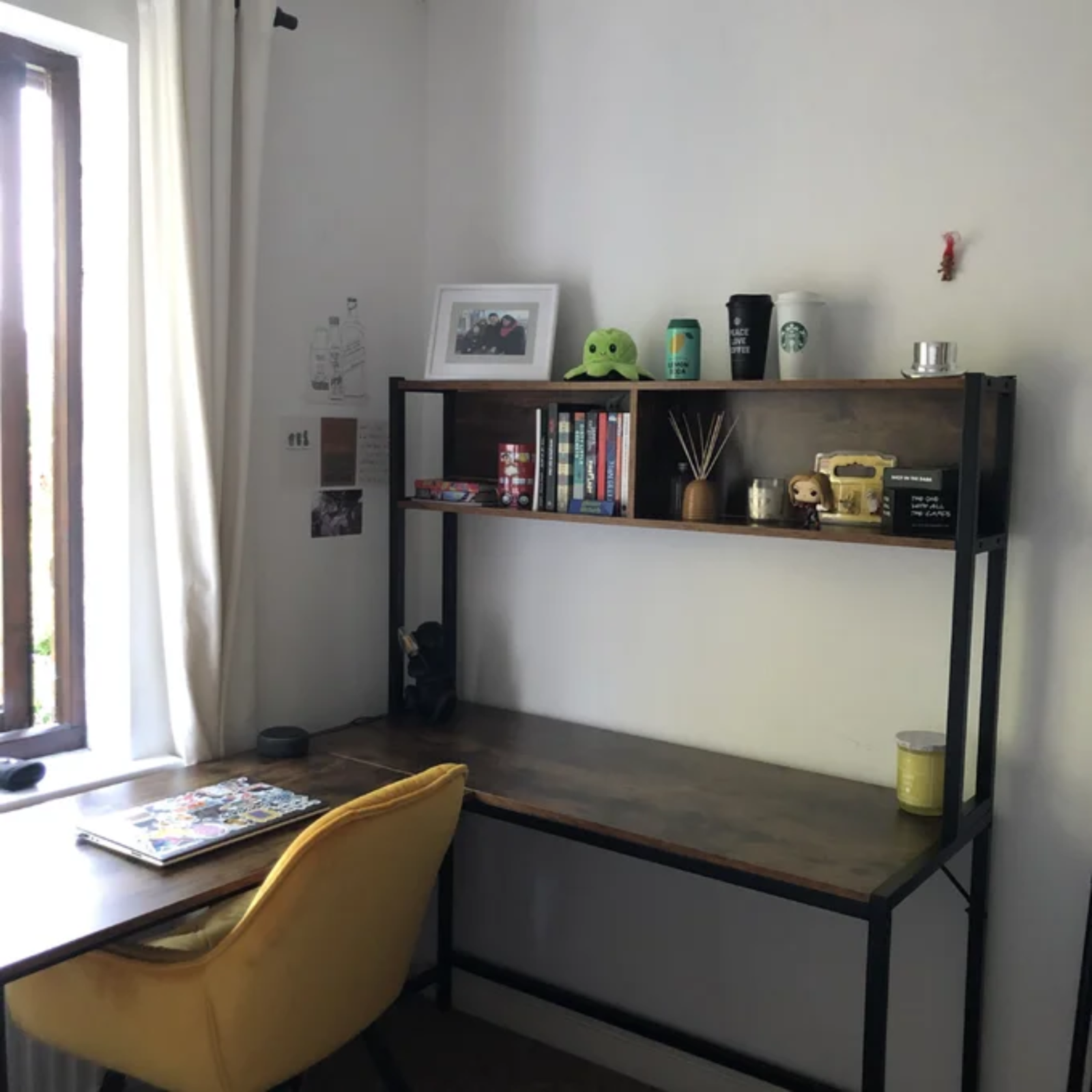 Large Industrial L Shaped Work Desk & Storage Shelf Corner Desk Home