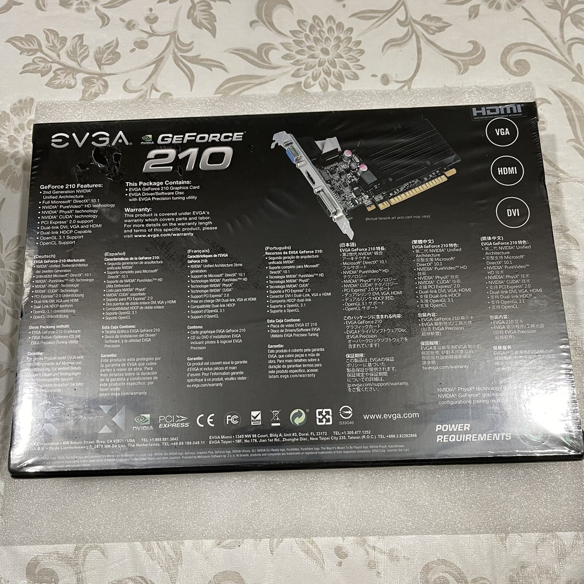 EVGA GeForce 210 1GB PCI-E VGA DVI HDMI Low Full Size Video Card