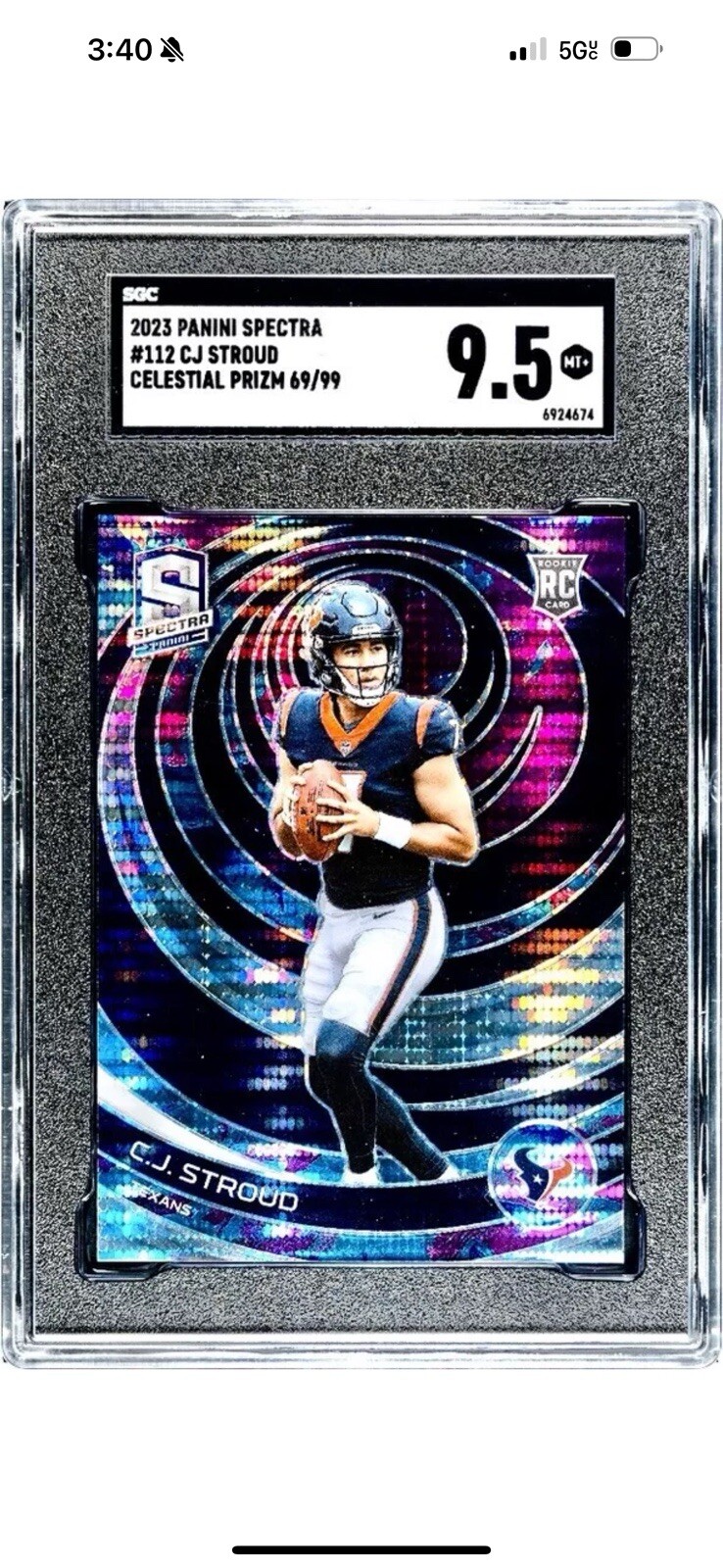 2023 PANINI SPECTRA #112 CJ STROUD CELESTIAL PRIZM 69/99 SGC 9.5