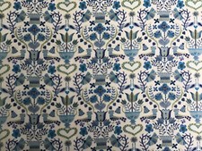Liberty Fabric Love Birds Remnant 18ins x 10ins Tana Lawn Patchwork Craft Blue