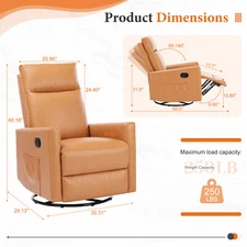 360° Swivel Rocking Recliner Chair: Adjustable Single Sofa Rocker
