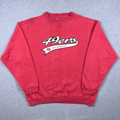 Vintage 90s Logo Athletic San Francisco 49ers Red Crewneck Sweatshirt READ 