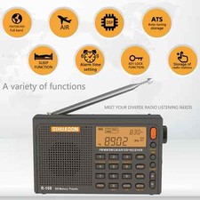 R-108 Radio FM Stereo Digital Portable Radio AM SW Air Radio Receiver Alarm