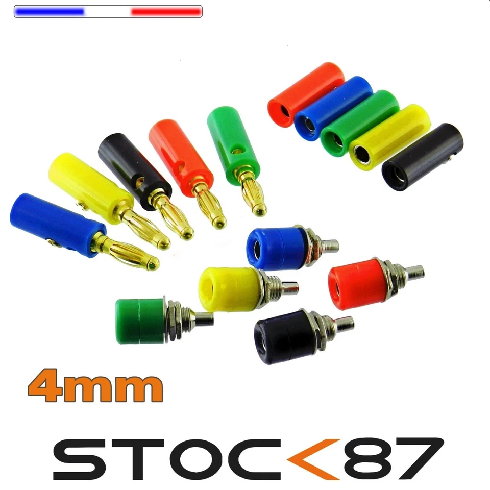 5 à 100pcs  fiche Banane chassis femelle ou mâle 4mm au choix  - banana plug - Imagen 1 de 1