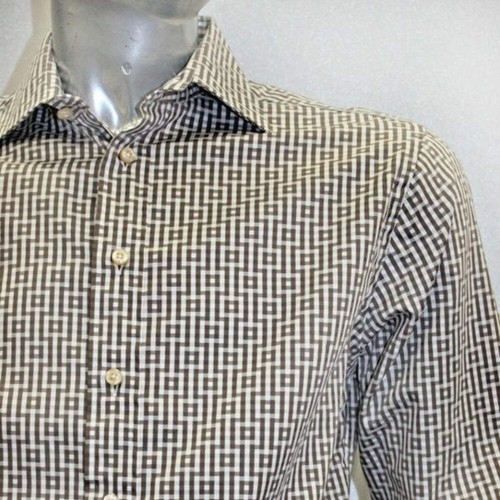 Men's Rufus Brown | White Long Sleeve Button Down Shirt NWT - Picture 4 of 4