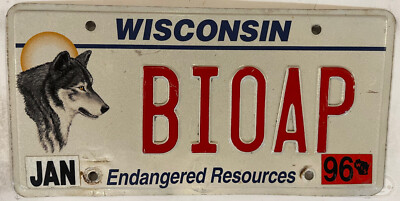 WOLF vanity BIO APP license plate Wildlife Diversity Biology Phone Animal Tracks
