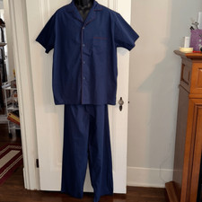 Towncraft navy blue with red trim cotton/polyester short sleeve men s pajamas