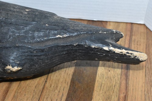 Rare 1940s Herters Hand Carved Balsa Wood Glass Eye Crow Decoy - Picture 4 of 12