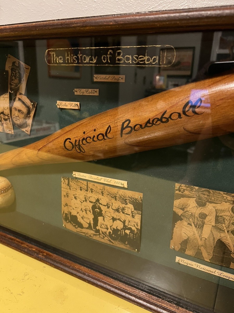 Vintage the history of baseball large display case shadow