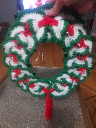Vintage Handmade Christmas Wreath Jingle Bells 12 To 13" Kitschy
