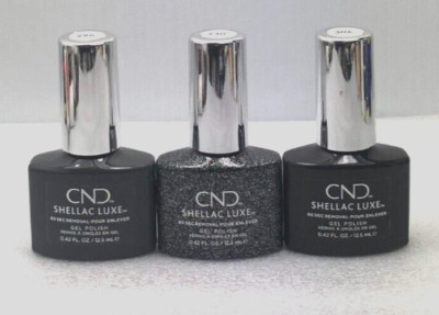 New (3) CND SHELLAC LUXE 60 Sec Removal GEL POLISH-Diamonds, Silhouette, Phantom