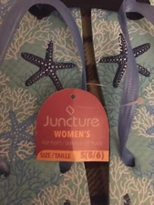 Women’s Juncture Flip Flops Teal Starfish Size Small (5/6) New!