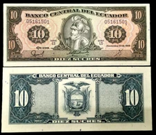Ecuador 10 Sucres 1988 Banknote World Paper Money UNC Currency 