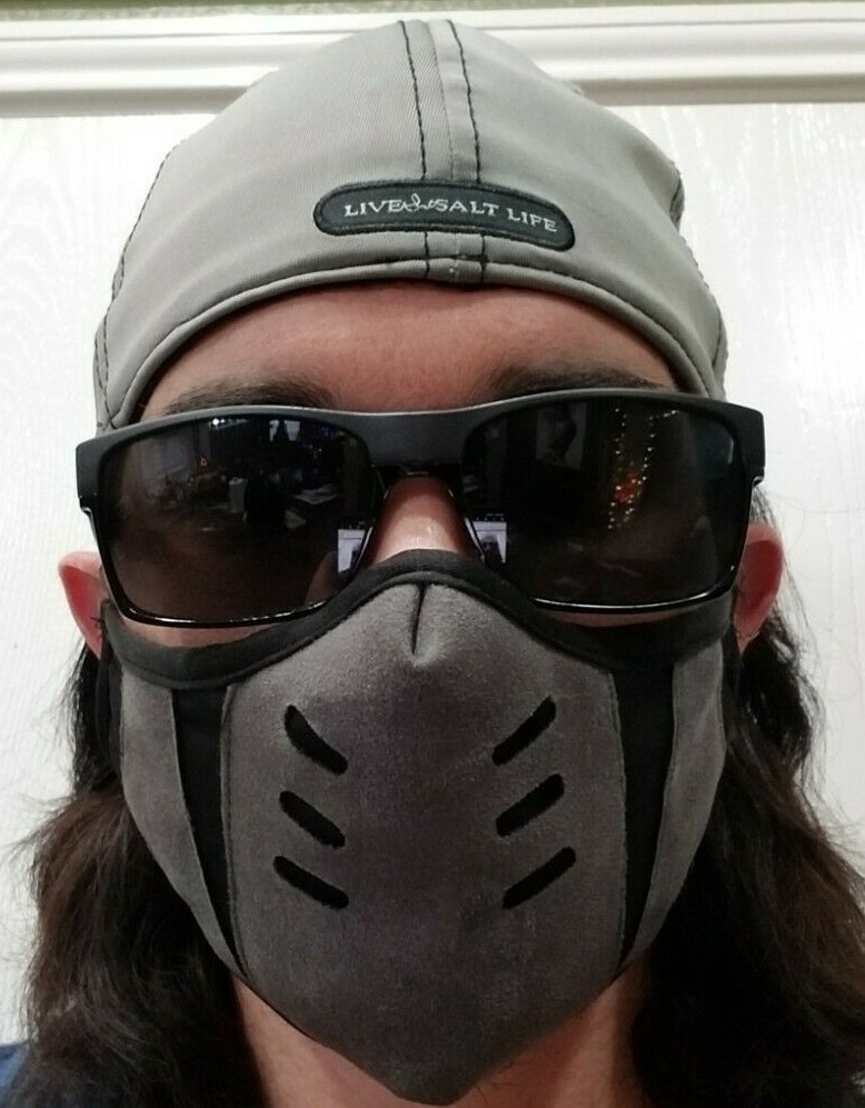 Grey Gray Mortal Kombat Face Mask Smoke Adjustable Ear Loops Filter Pocket