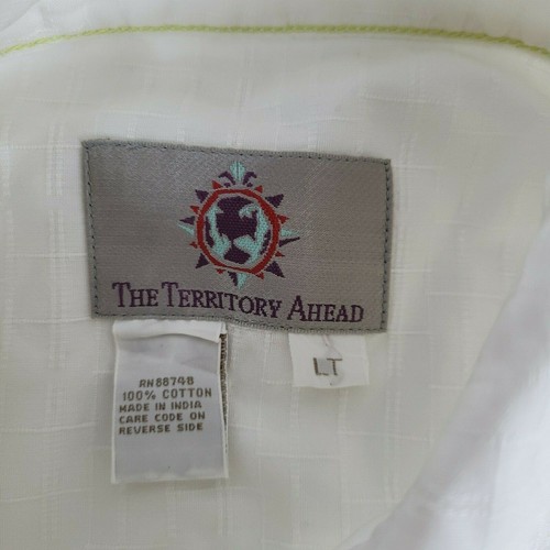 Camicia uomo vintage Territory Ahead con bottoni LT a quadri bianca manica corta - Foto 7 di 9