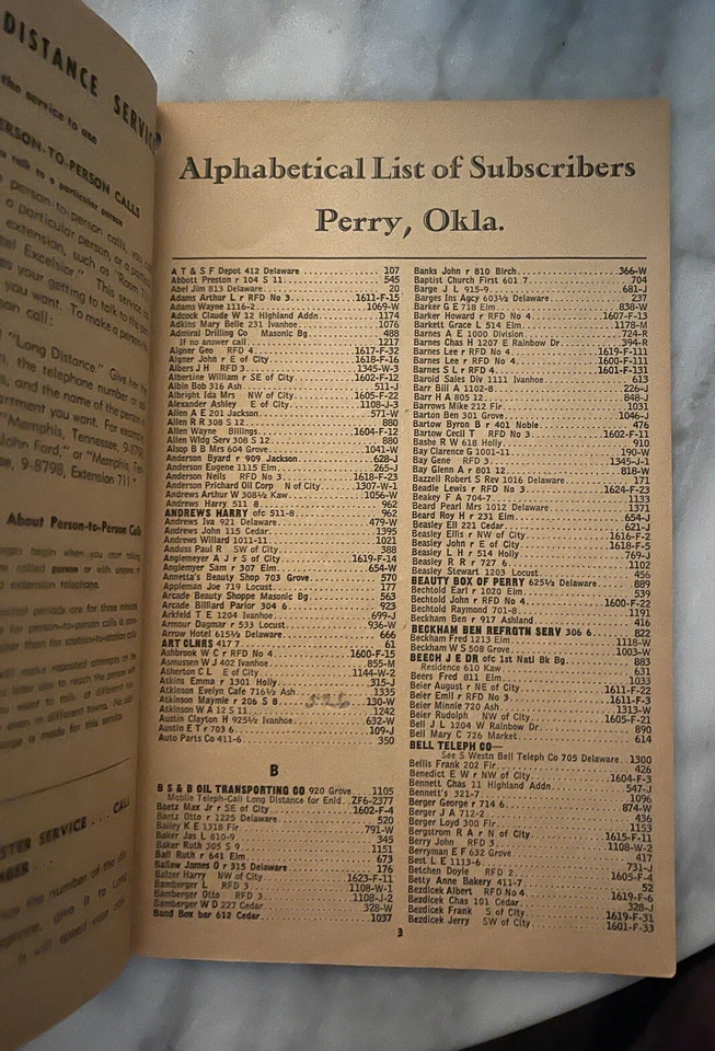 rare 1953 PERRY OKLAHOMA yellow pages southwestern bell telephone directory  - Image 4 of 4