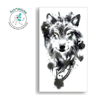Faketattoo groß Wolf Rose Mut Stärke Kraft Farbtattoo einmal Tattoo temporär