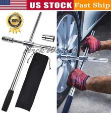 4Way Lug Nut Cross Wrench Extendable Wheel Brace Auto Tire Bolts Rim Lock Socket