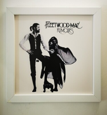 Fleetwood Mac - Gerüchte Album Cover - 12'' x 12'' weiß/schwarz gerahmtes Poster