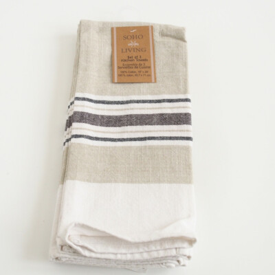 SOHO LIVING Striped Kitchen Towels, Tan, Pack of 18x28