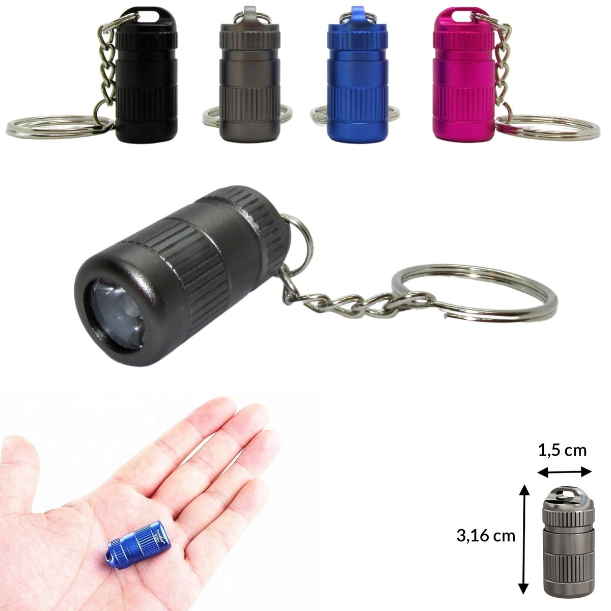Lot De 6 Mini Lampes Torches LED Pour Porte-clés - Cadeau Fête Des Pères - Neuf Avec étiquettes