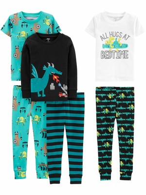Toddler Girl/'s Simple Joys by Carters 6-Piece Snug Fit Pajama Set Multicolor