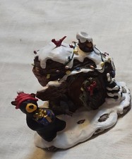 Bearfoots Bear by Jeff Fleming Christmas Log Cabin Figurine with Black Bear and