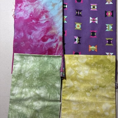 Fabric 100% Cotton 1 Yard Total Some Hand Dyed