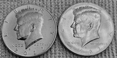 2 - 2022 Kennedy half dollar coins 1 P + 1 D