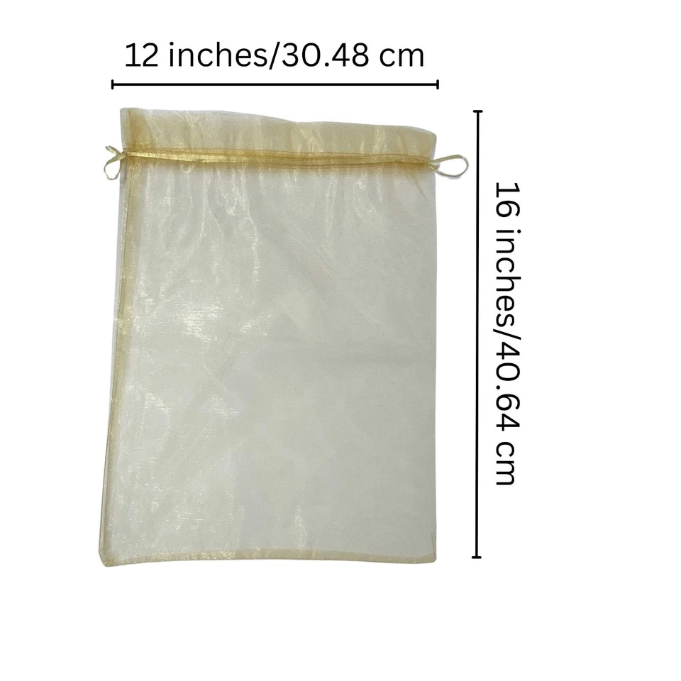 50 Pack Large Organza Gift Bags 12x16 Inch Gold Yellow Weddings Birthdays - Image 2 of 4