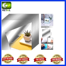 10 Self-Adhesive Flexible Mirror Sheets - 6x6 Inches for Elegant Wall Decor
