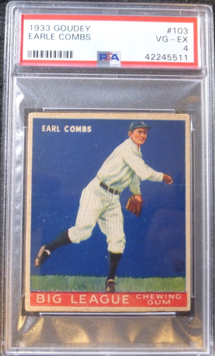 1933 GOUDEY EARLE COMBS #103 NEW YORK YANKEES EARL COMBS PSA 4 VG-EX