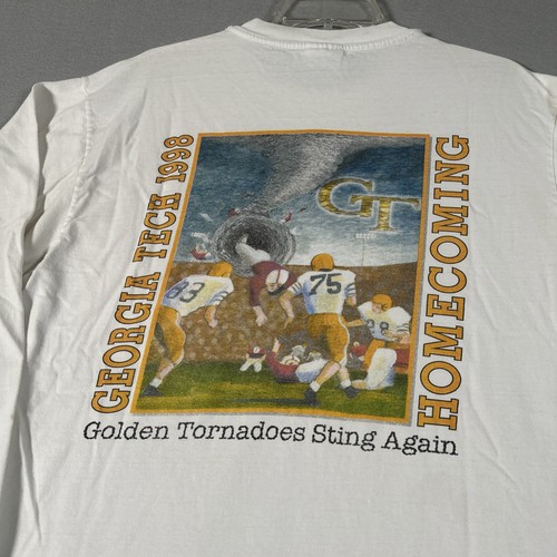 Vintage 90’s Georgia Tech Homecoming T-Shirt Large? White Long Sleeve Distressed