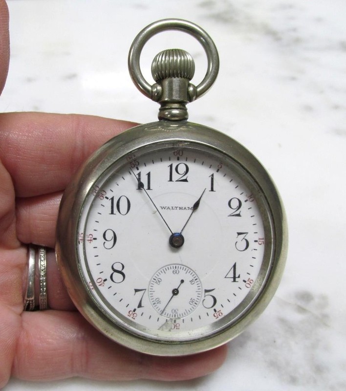 Antique 1892 Waltham Pocket Watch w/ Silverode Case; 58mm ~ 11J ~ 4-E349