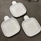Set Of 3 Corning Ware White P-185-B Grab It Square Snack Plates with Handle