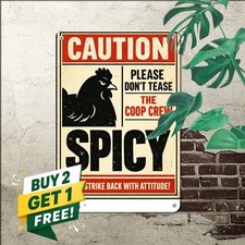 Funny Chicken Coop Warning Sign Backyard Poultry Guard Notice Metal Tin Plaque