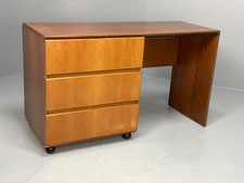 Vintage 1980s Cherry Desk Three Drawers Ball Feet Post Modern EB11058 MWOO