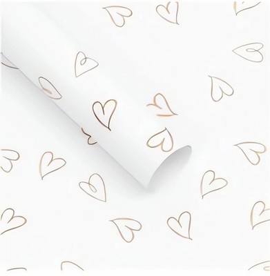 20 Sheets White Gold Heart Wrapping Paper, Solid Color, Waterproof, Florist